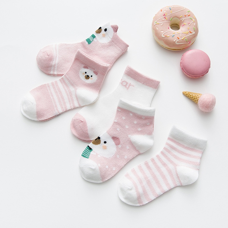 Set 5 Đôi Tất Cotton Mỏng Phối Lưới Thời Trang Mùa Hè Cho Bé Sơ Sinh