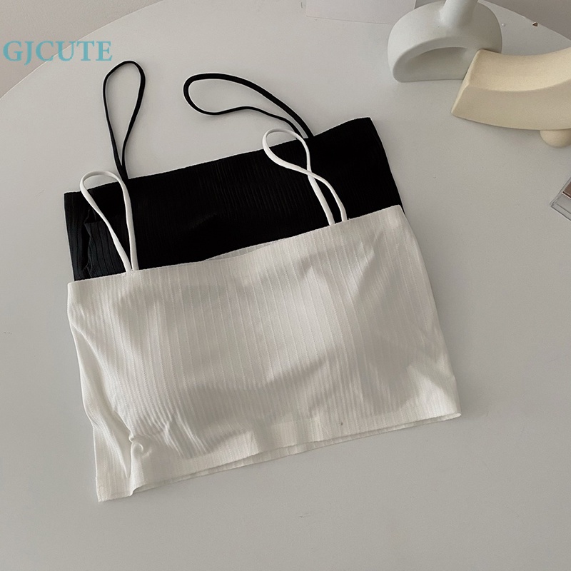Áo Lót Hai Dây Màu Trơn Có Đệm Ngực Dễ Phối Đồ Thời Trang Mùa Hè Phong Cách Hàn Quốc Dành Cho Bạn Nữ