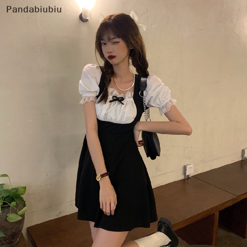 Đầm Nữ Ren chắp vá fack hai mảnh Mini Kawaii phong cách Nhật Bản học sinh ngọt ngào thời trang Lolita Mùa Hè Thiết kế thời trang đường phố Joo