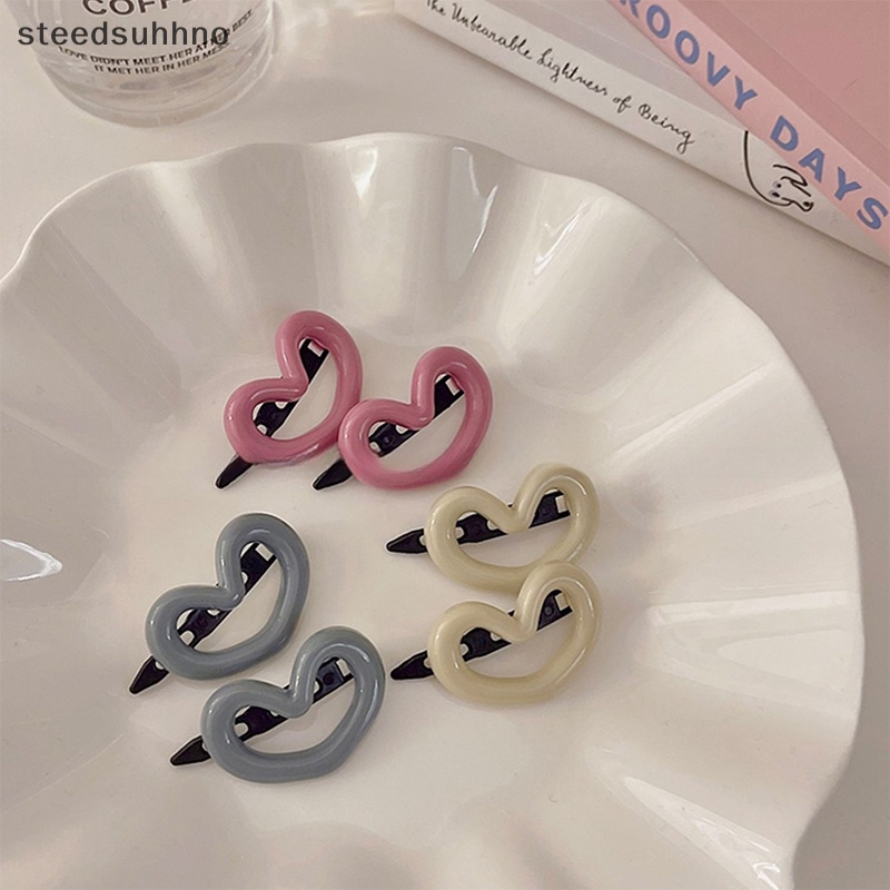 Set 2 Kẹp Tóc Hình Trái Tim Màu Sắc Ngọt Ngào Cho Nữ hhno