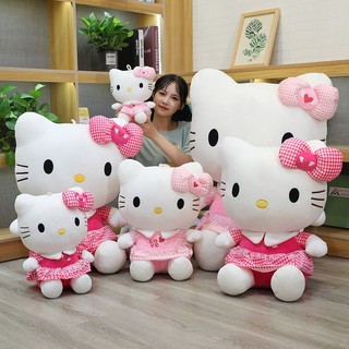 Thú nhồi bông hình hello kitty mặc váy hồng đáng yêu