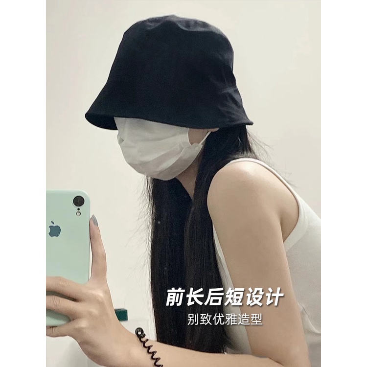 Mũ Bucket Màu Đen Trơn Phong Cách Thời Trang Hàn Quốc Dành Cho Nữ