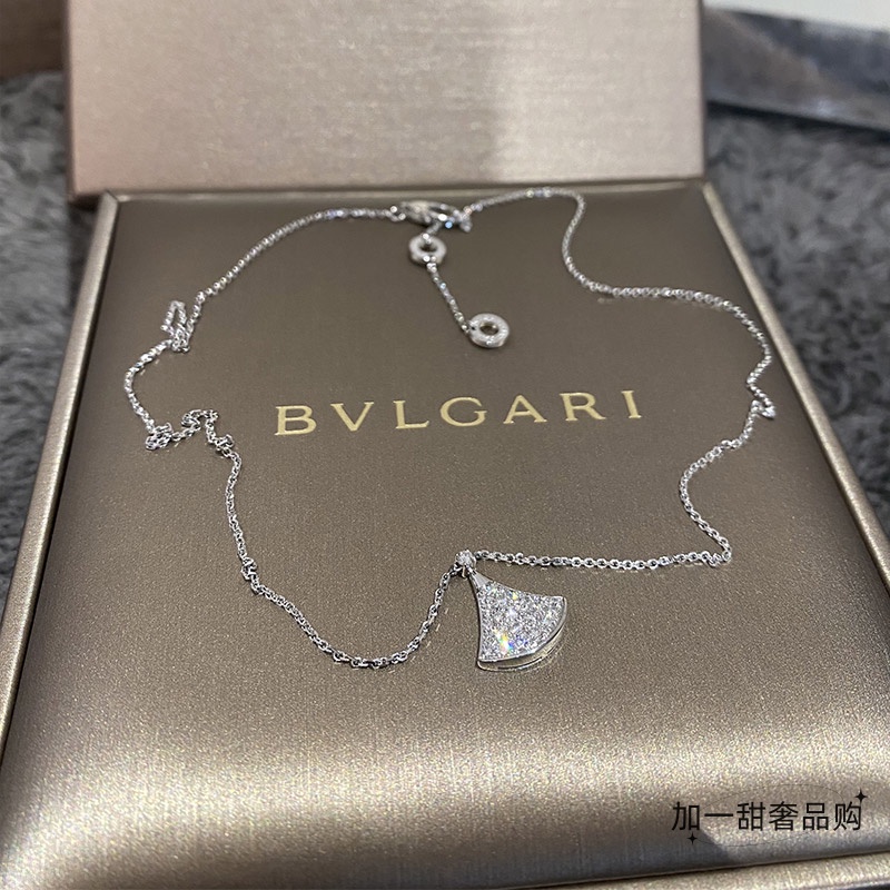 Dây Chuyền Mặt Quạt Nhỏ Kim Cương Trắng Vàng Cho Nữ Bvlgari / Divas' S Dream Series