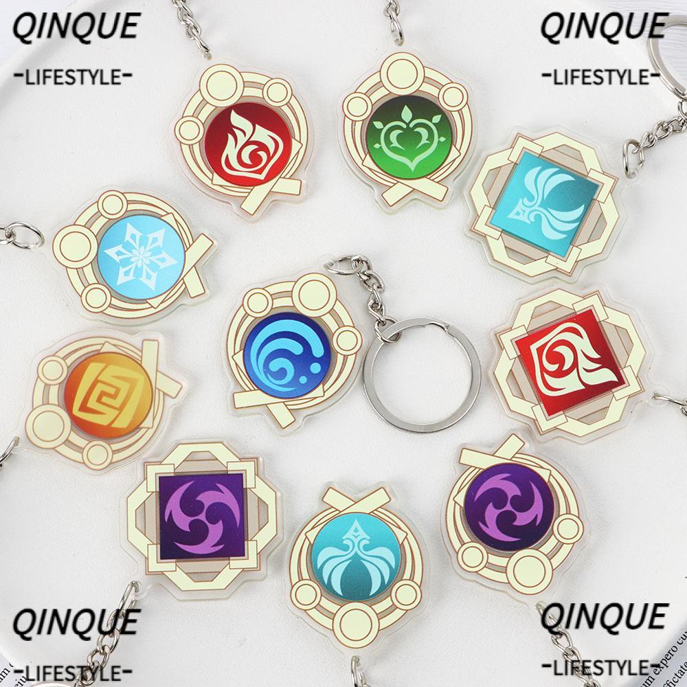 QINJUE Acrylic Bag Pendant Mondstadt Liyue Bag Accessories Anime Keychain Genshin Impact God's Eye Fashion Element Vision Ornaments