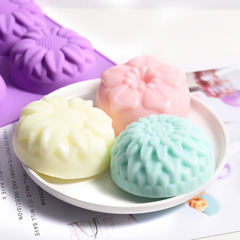 Khuôn Silicon Làm Bánh / Xà Phòng 6 Ngăn Hình Bông Hoa 3D DIY