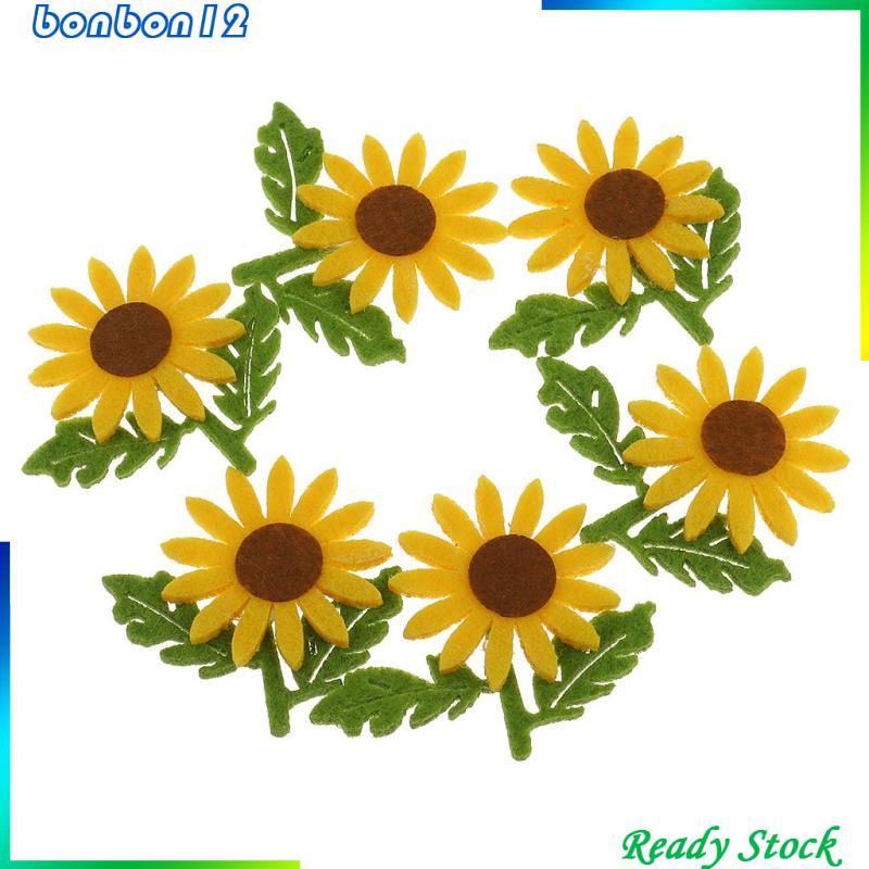 6 Miếng Vải Nỉ Hình Hoa Hướng Dương Trang Trí Scrapbook