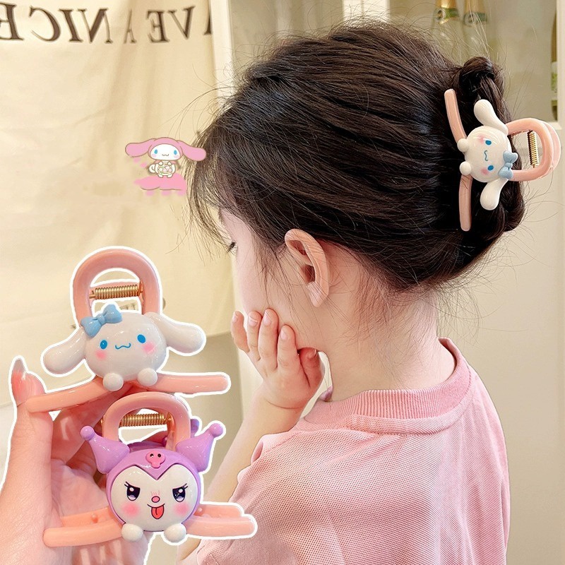 SANRIO Kẹp Tóc Đuôi Ngựa Hình Gấu / Dâu Tây Hoạt Hình Kiểu Công