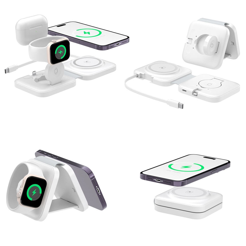 Đế Sạc Nhanh Không Dây 3 Trong 1 15W Cho iPhone 14 / 13 / 12 Pro Max / Pro / XS Max / XR / 8 / 7 Plus Và AirPods 1 / 2 / 3 / Pro