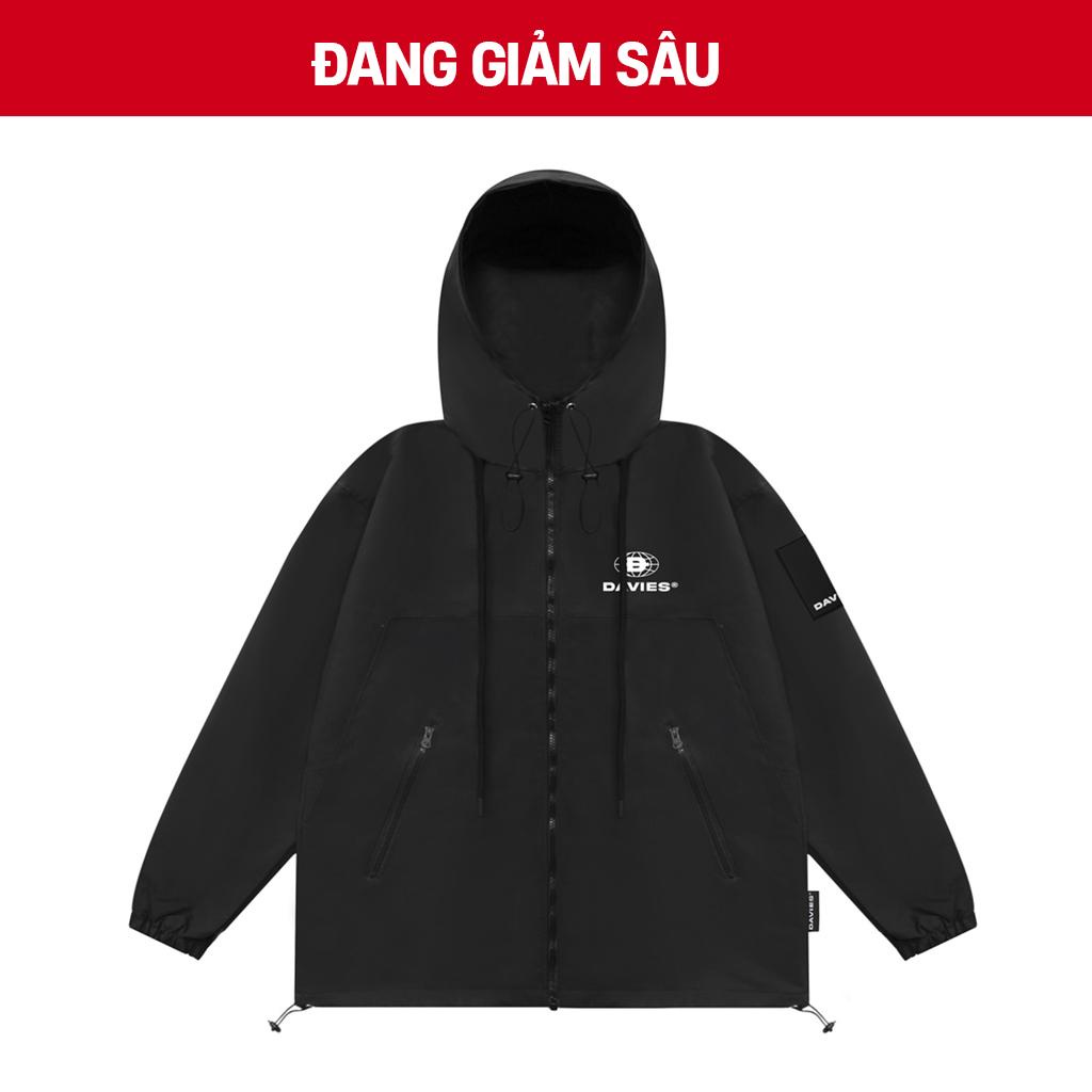 Áo khoác dù nam nữ có nón, màu đen local brand davies DPH4X jacket| D30-AK8