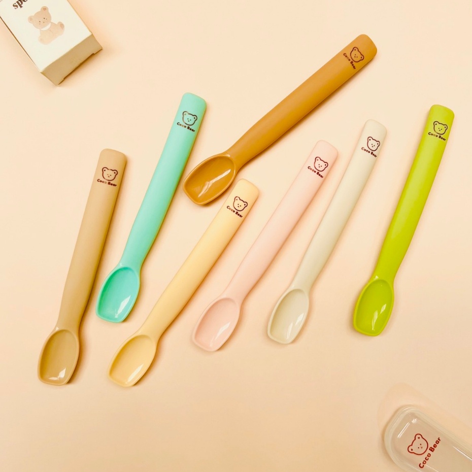 Thìa ăn dặm cho bé Cocobear phong cách Hàn Quốc, Thìa ăn dặm silicone cho bé từ 5m