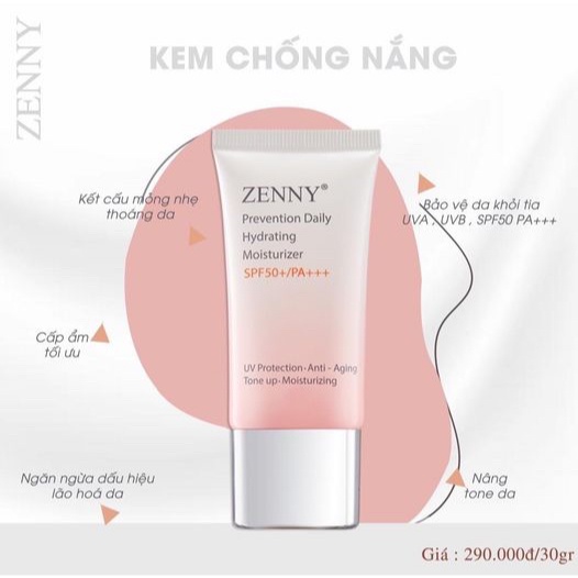 Kem Chống Nắng Zenny Bảo Vệ Da Khỏi Tia UV,Nâng Tone Trắng Hồng - ZENNY COSMETIC