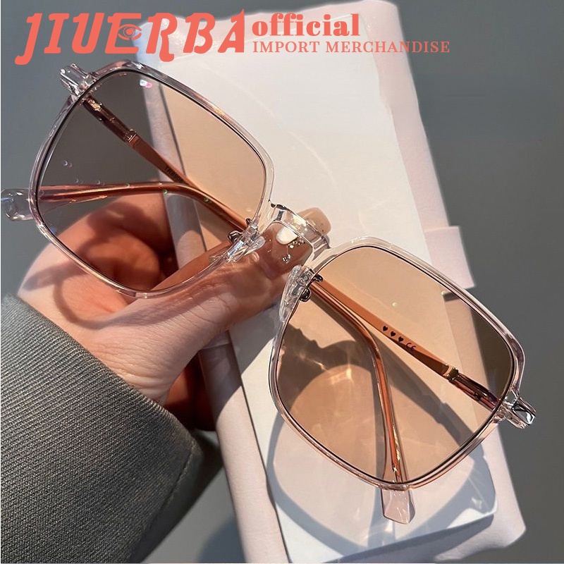 JIUERBA Mắt Kính Gọng Lớn Chống Tia UV400 Thay Đổi Màu Sắc Thời Trang