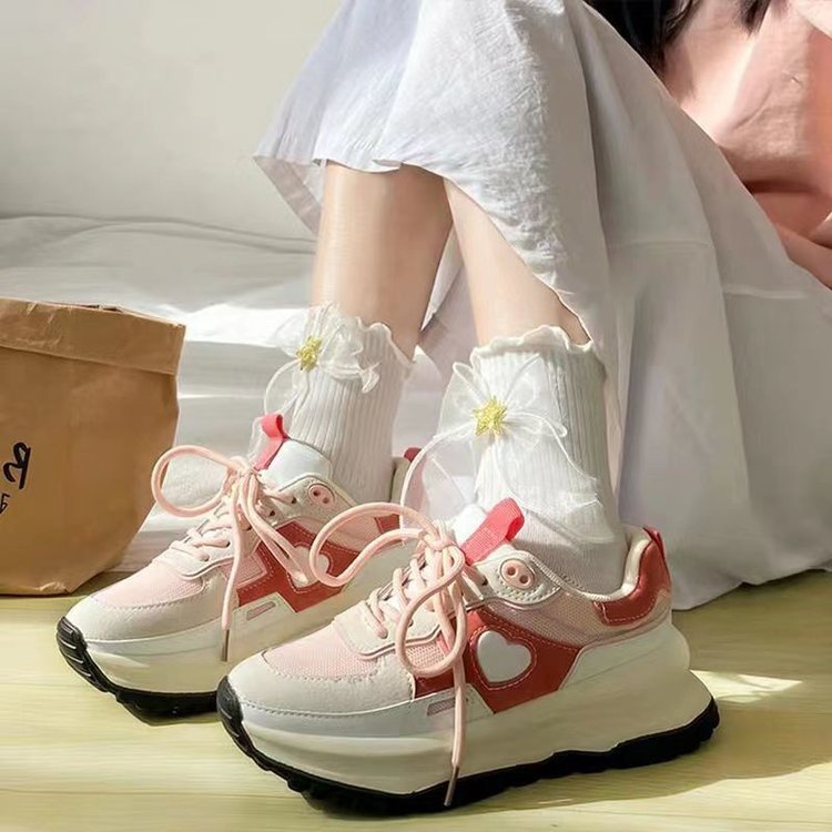 Giày Thể Thao Nữ Đế Dày Màu Trơn Hình Trái Tim Mới-AA0656