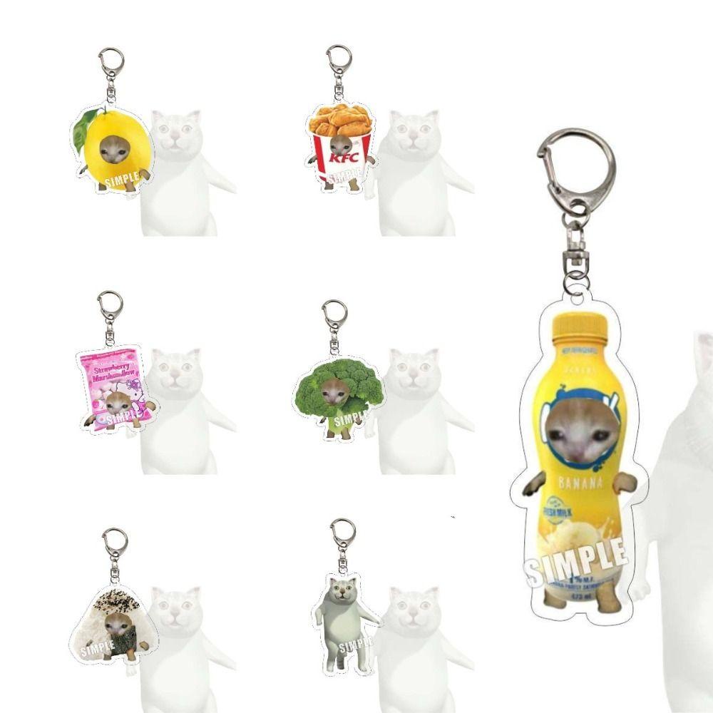 Móc Khóa Hình Mèo Hạnh Phúc Đồ Ăn Xinh Xắn