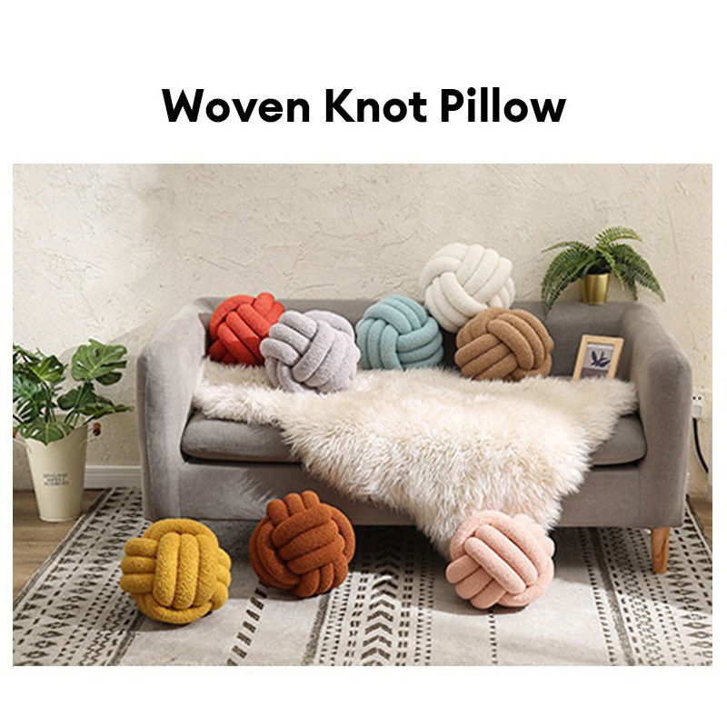 Gối Lông Cừu Cuộn Tròn Thắt Nút Bằng Tay Trang Trí Ghế sofa Phòng Khách
