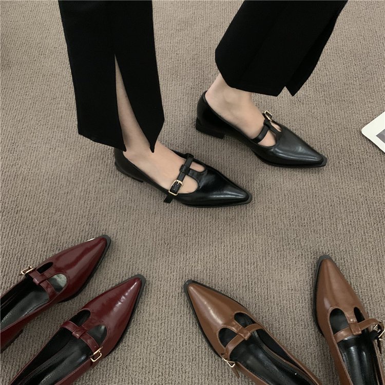 Giày Búp Bê Mũi Nhọn Đế Bằng Thanh Lịch Hợp Thời Trang Cho Nữ Size 35-39