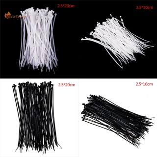 Mới 100 cái buộc dây cáp màu trắng đen khóa kéo dây cáp Nylon tự khóa mới