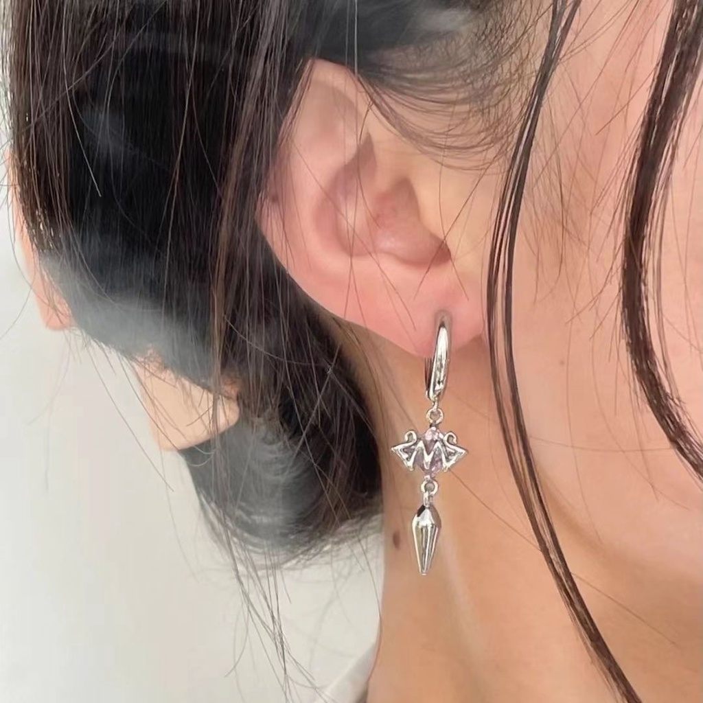 Khuyên Tai Bạc 925 Hình Con Ma Nhỏ Dễ Thương Phong Cách Punk Hàn Quốc Cho Nữ