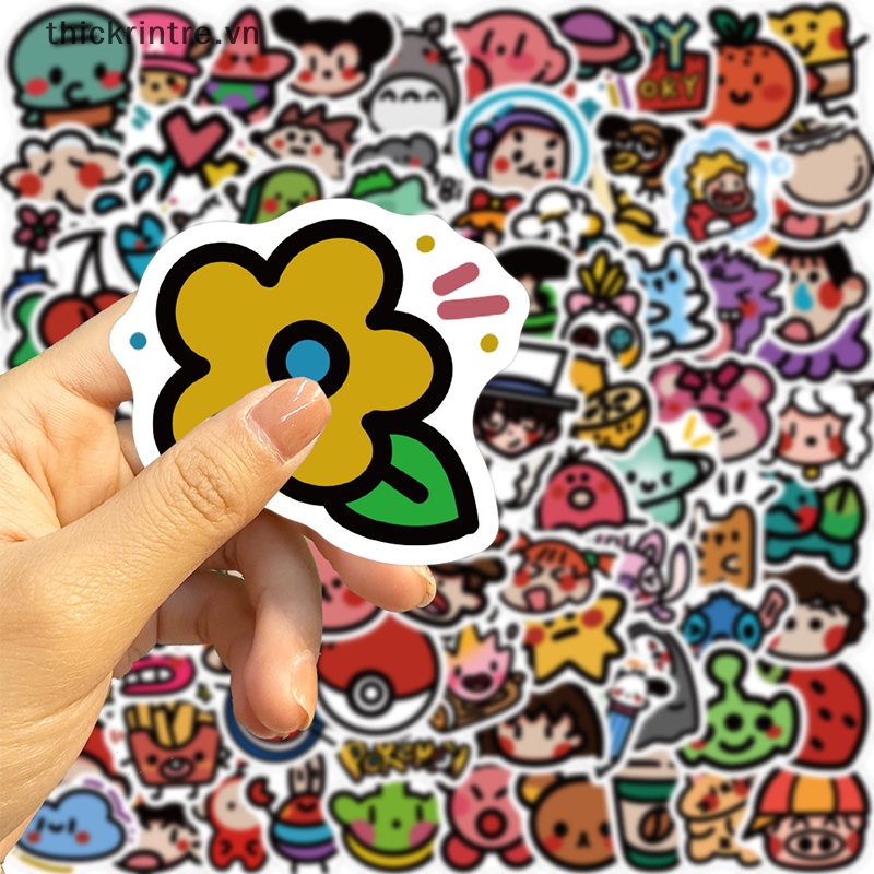 Bộ 90 Miếng Dán Chống Thấm Nước Hình Sở Thú Hoạt Hình Trang Trí Ván Trượt Cho Bé