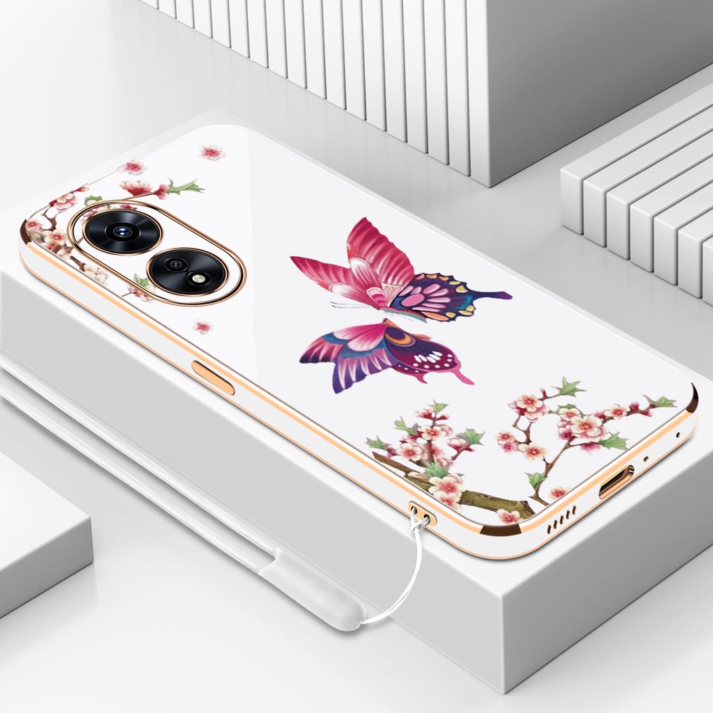 Ốp lưng oppo reno 8t 4g ốp lưng điện thoại oppo reno 8t 5g mạ ốp lưng silicon viền thẳng hình bướm đẹp