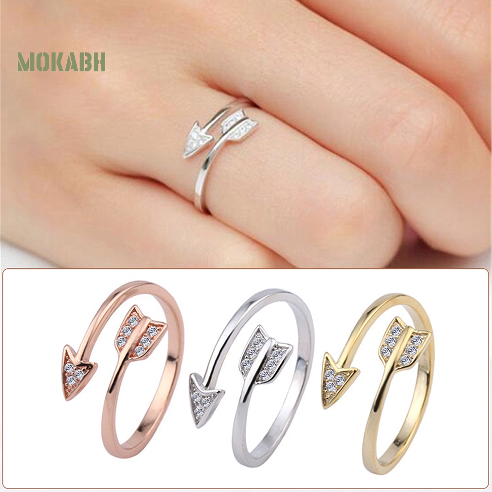 Nhẫn Hở Đính Đá Hình Mũi Tên Cho Cặp Đôi