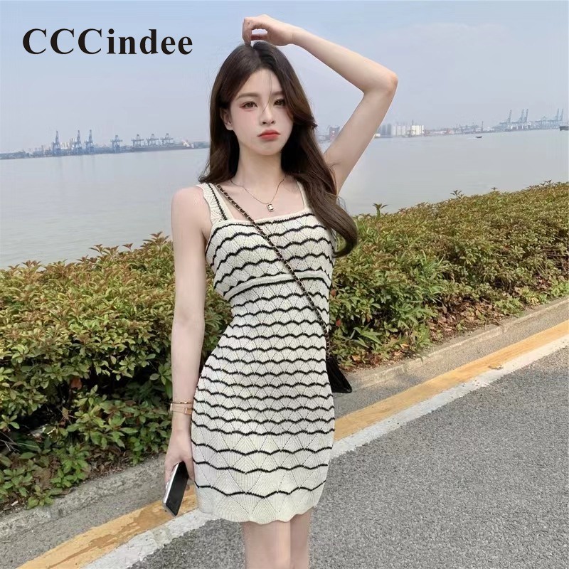 Đầm Ngắn Không Tay Cổ Vuông Dáng Ôm Thời Trang 2023 Dành Cho Bạn Nữ