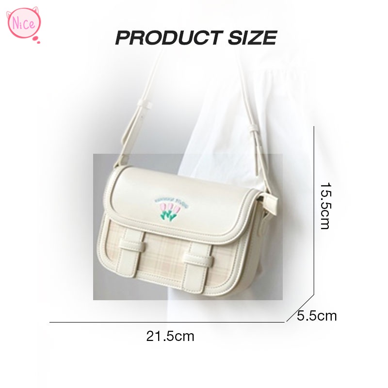 Túi Da PU Đeo Chéo Hình Hoa tulip Màu Trắng Sữa Phong Cách Mới Mùa Hè