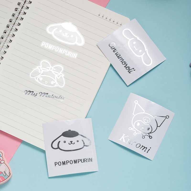 Miếng Dán Kim Loại Họa Tiết Hoạt Hình Nhật Bản Sanrio Cinnamoroll Pachacco Kuromi Melody Purin Dễ Thương Sáng Tạo Trang Trí Cốc Nước