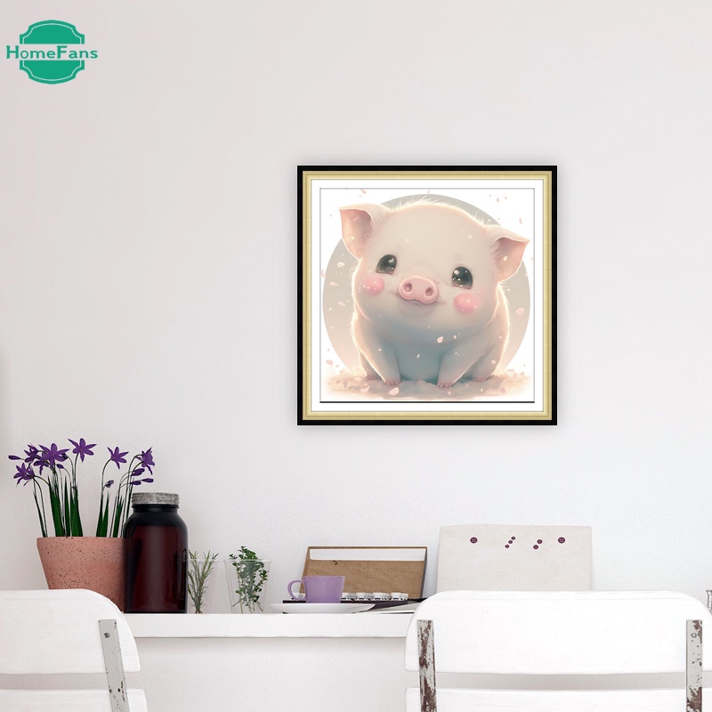 Bộ Tranh Đính Đá 5D Tự Làm Hình Chú Heo Hoạt Hình Trang Trí Nhà Cửa