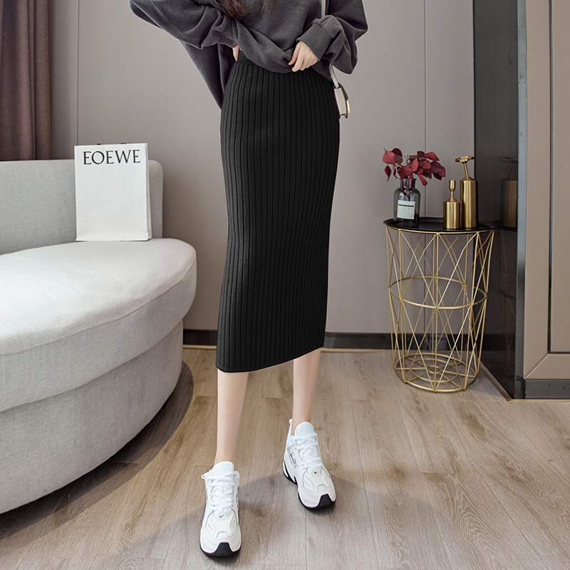 Chân Váy Len Lửng Xẻ Tà Thời Trang Dành Cho Nữ