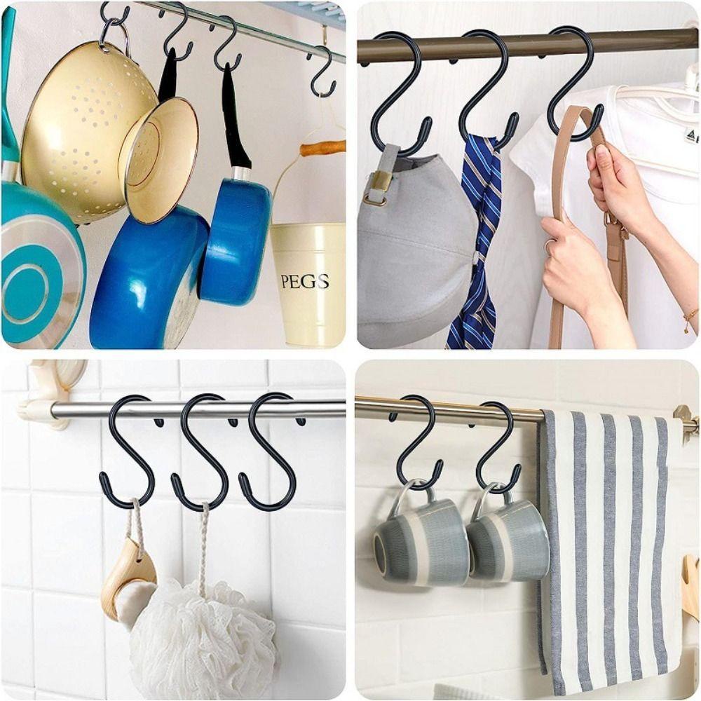 12 Móc chữ S UUMIR 8cm bằng sắt tráng vinyl màu đen chịu tải nặng cho gara