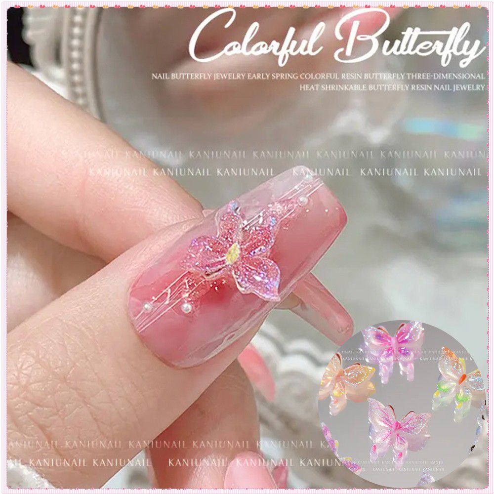 20 cái Nail Art Ánh sáng đầy màu sắc Thay đổi bướm trang sức Âm thanh nổi 3d Nhựa trong suốt Gradient bướm Phụ kiện móng tay hỗn hợp Dụng cụ làm móng cho tiệm nail TOGO