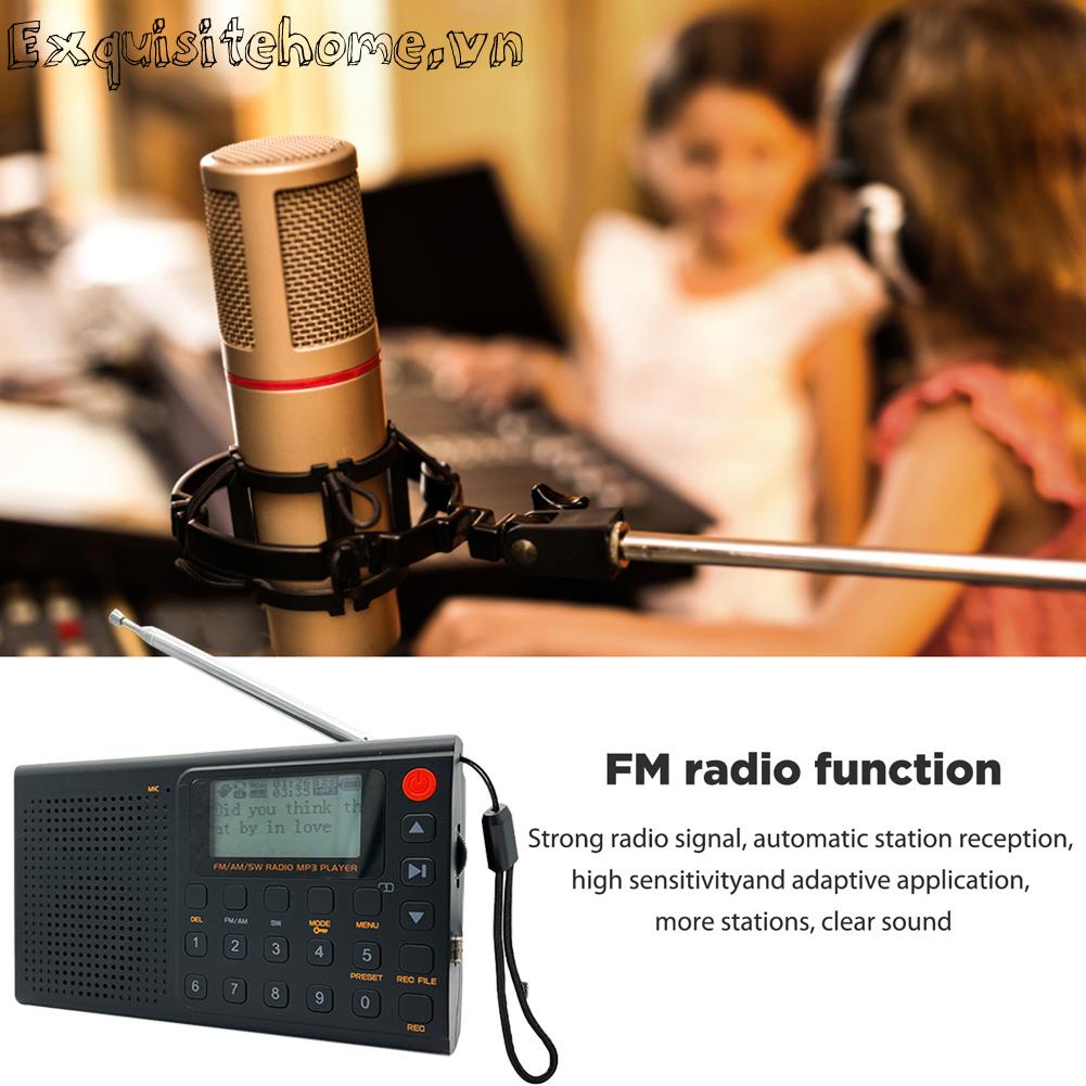 Am fm sw aux stereo radio recorder đồng hồ báo thức máy nghe nhạc mp3 có loa