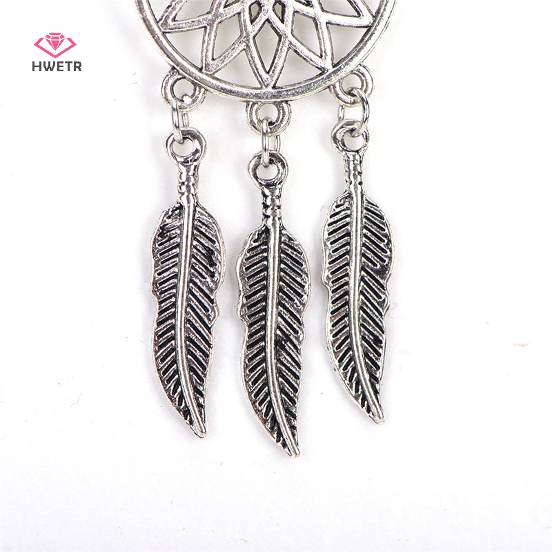 Hwetr bohemian dreamcatcher lá lông vũ mặt dây chuyền vòng cổ bông tai bộ trang sức mới