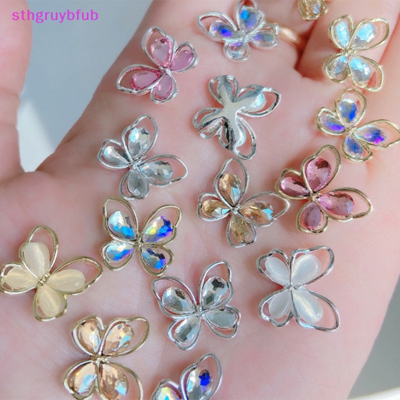 Sthb 5 cái thiết kế mới rỗng bướm móng tay ch đồ trang sức 14,5x13mm bướm móng tay hợp kim thạch cho móng tay nguồn cung cấp 3d vn