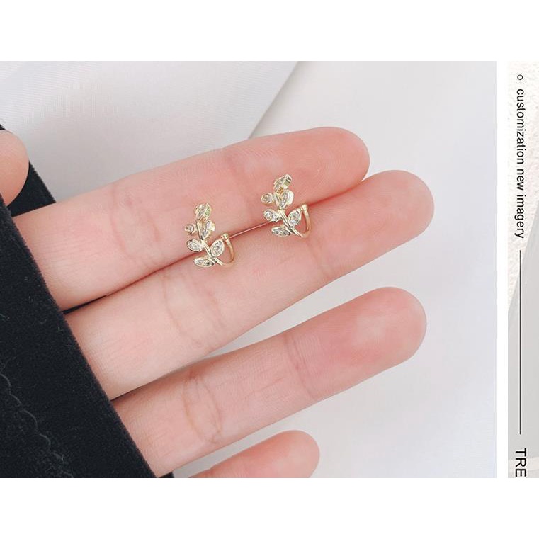 Lá lấp lánh kẹp xương tai kẹp tai không có lỗ tai cho phụ nữ bữa tiệc thời trang quà tặng tính khí đơn giản