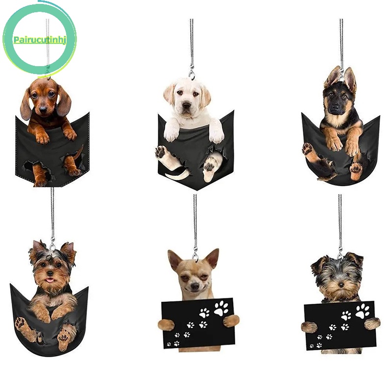 Pairhj 2023 mặt dây chuyền xe hơi mới trang trí nội thất thực tế treo mini hình con chó con treo xe đồ chơi quà tặng phụ kiện trang trí xe vn