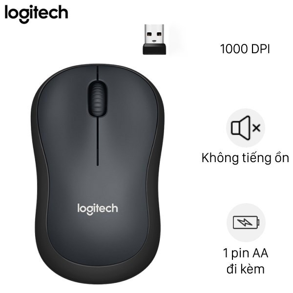 Chuột không dây wireless máy tính laptop Logitech M220 silent không tiếng ồn