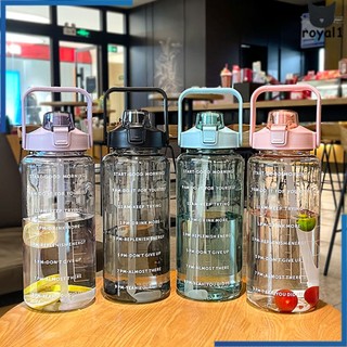 Bình nước nhắc nhở 2000ml có rơm bình lớn 2 lít bình tập gym bình nước thể thao royal1.vn