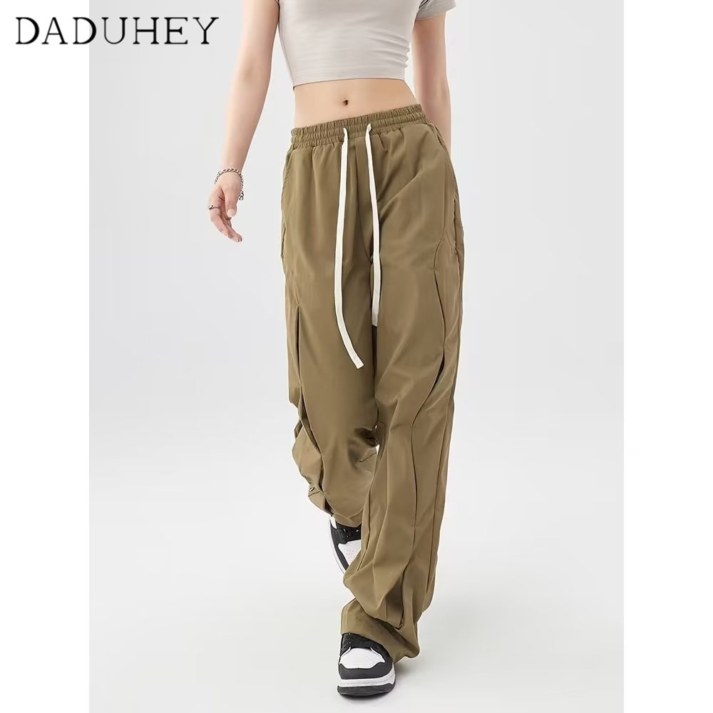 DaDuHey New American Ins High Street Hip Hop Casual Pants Niche High Waist Wide Leg Pants plus Size Sweatpants