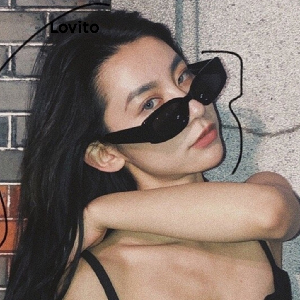 Kính mát nữ Lovito dáng vuông màu trơn đơn giản thời trang thường ngày L60AD106