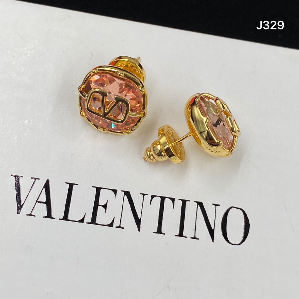 Valentino Bông Tai Thép Titan In Chữ Thời Trang Cho Nữ