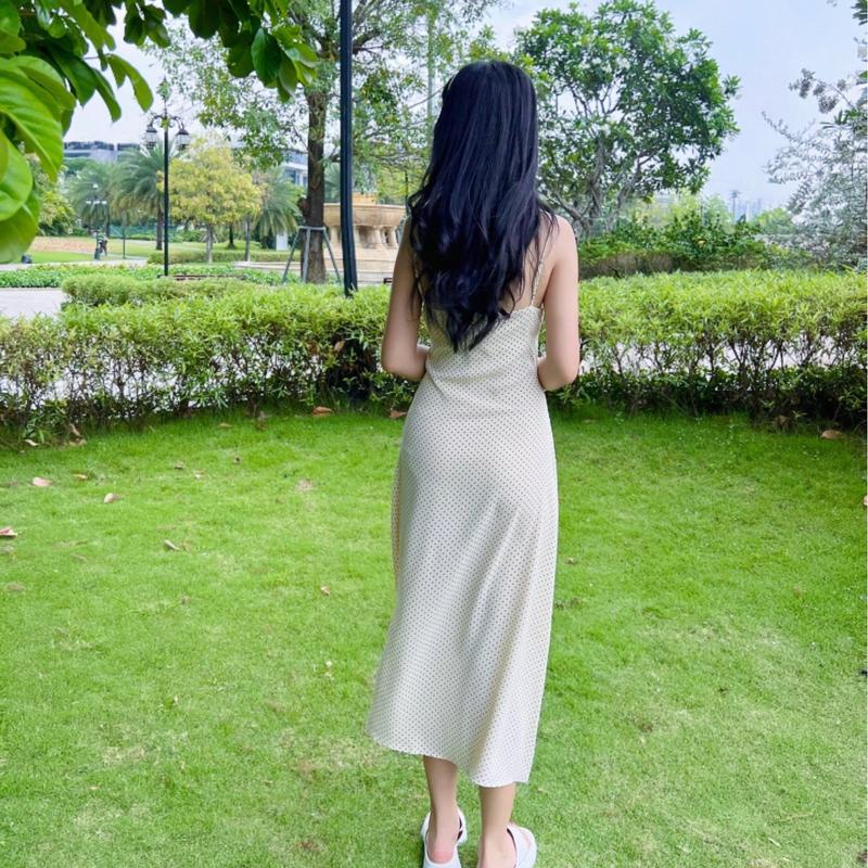 Váy 2 Dây nhún ngực Bằng Lụa Mát Họa Tiết Hoa NHí Phong Cách Mới Thời Trang Mùa Hè Ngọt Ngào