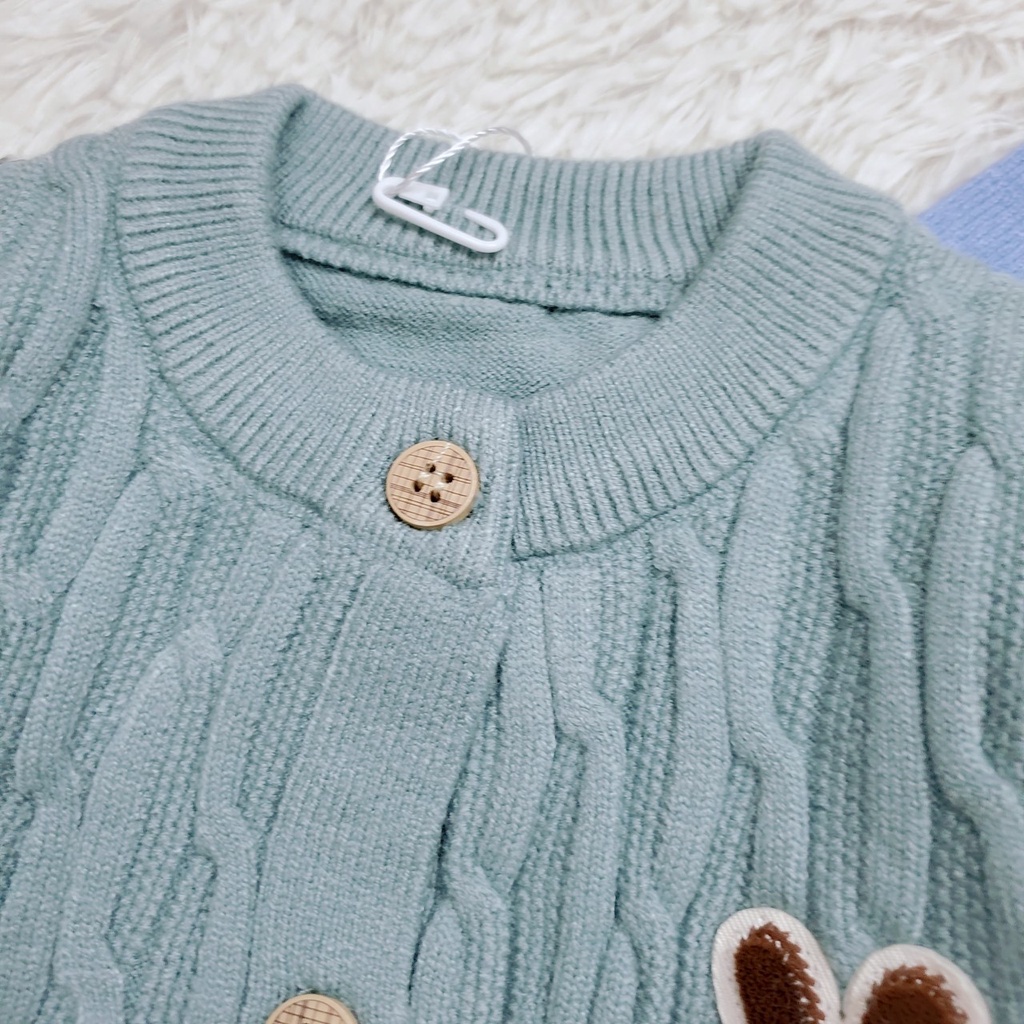 Áo len dài tay sơ sinh thu đông cúc cài thẳng len mịn mềm đẹp hàng quảng châu cho bé trai bé gái 4-10kg