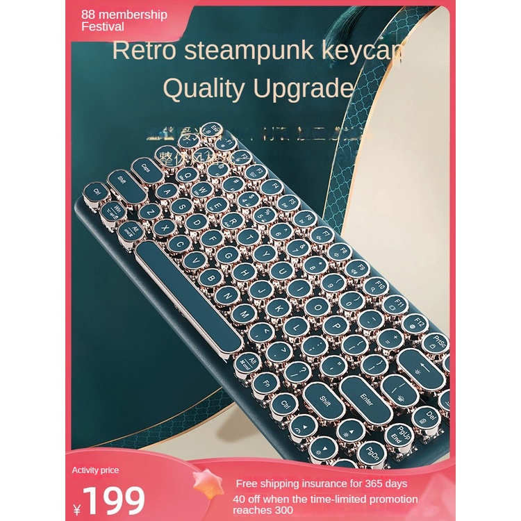 Bàn Phím Cơ bluetooth Không Dây 3 Chế Độ Nhỏ Gọn Phong Cách vintage