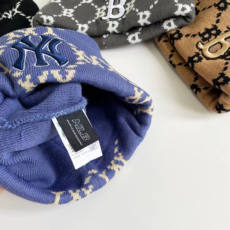 Thời trang mùa đông phụ nữ đàn ông ny b beanies mũ dệt kim mùa thu nữ mũ bonnet unisex mũ ấm