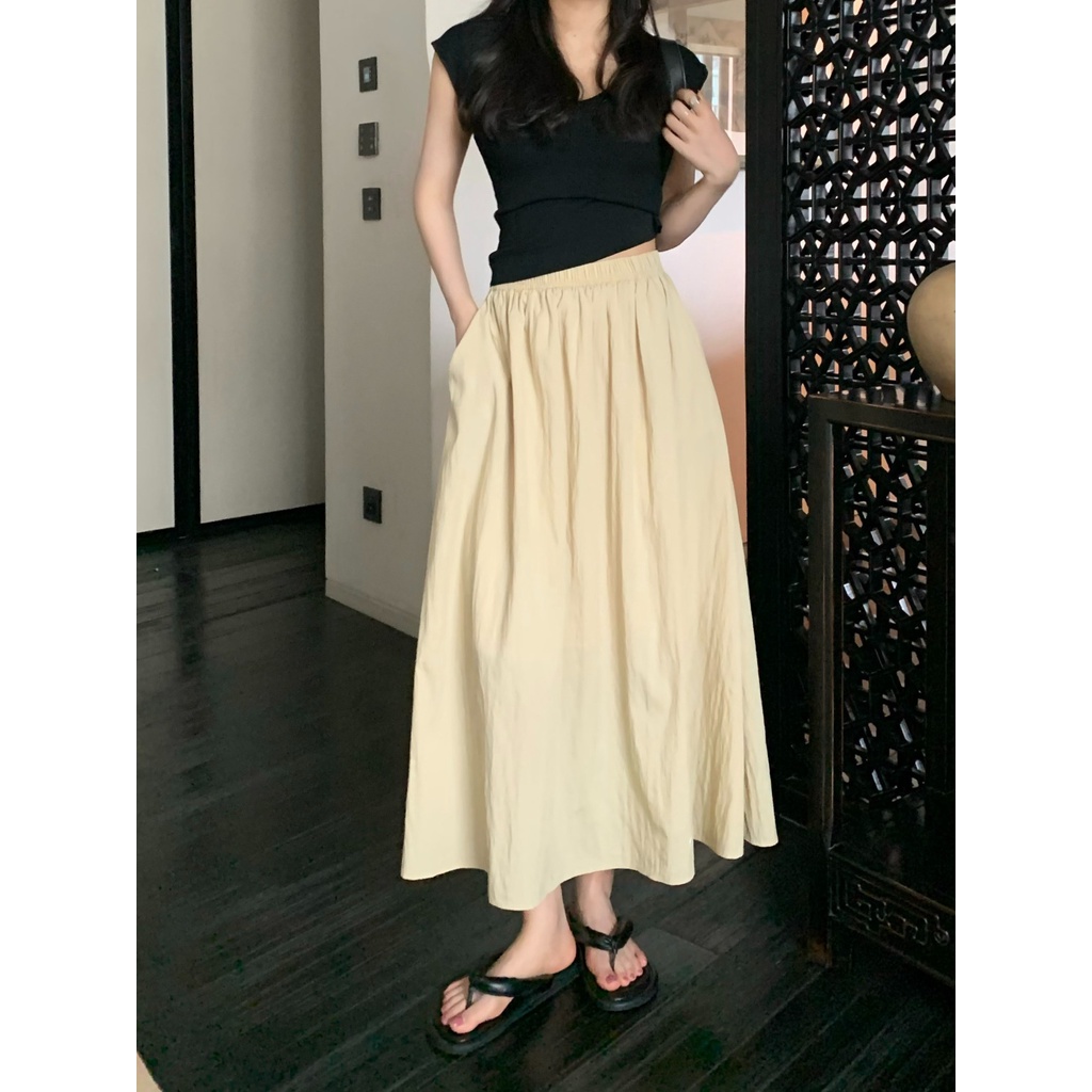 Chân Váy Chữ a Lưng Cao Co Giãn Phong Cách retro Thời Trang Mùa Hè Mới Dành Cho Nữ