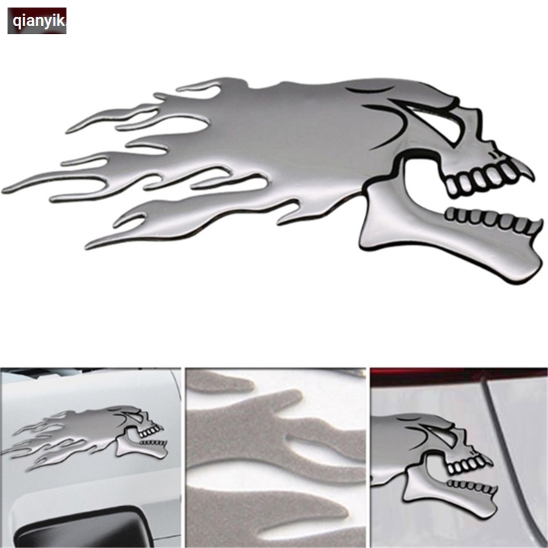 2pc / bộ thời trang nam punk 3d skull badge car / motorcycle metal sticker cool decal