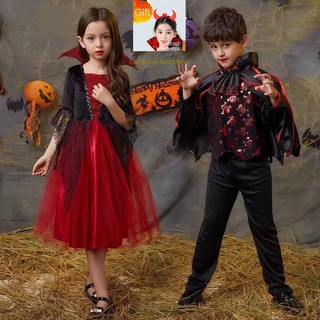 [Hàng có sẵn] Trang phục ma cà rồng trẻ em Halloween Váy công chúa Váy kinh dị Áo choàng ma cà rồng trẻ em Size 100-170