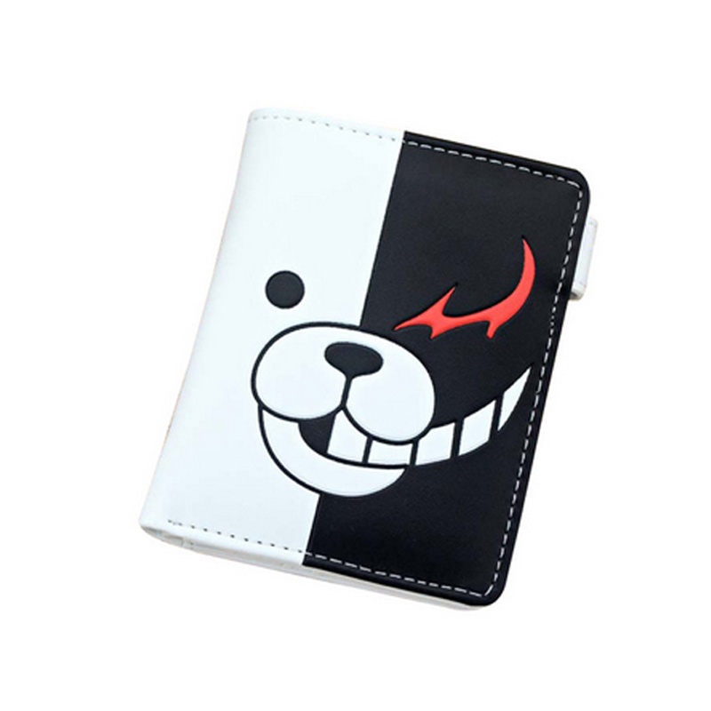 Danganronpa monokuma ví pu ngắn dễ thương nhân vật anime ví có túi đựng tiền xu in đầy màu sắc